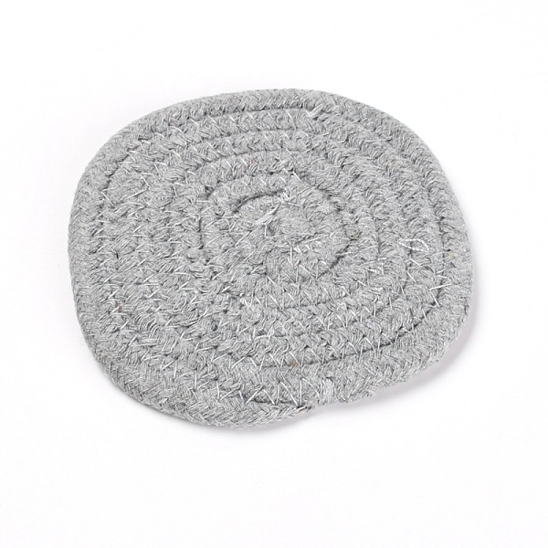 

PandaHall Handmade Cotton Cup Mat, Rectangle, Light Grey, 100x105~108x6mm Cotton