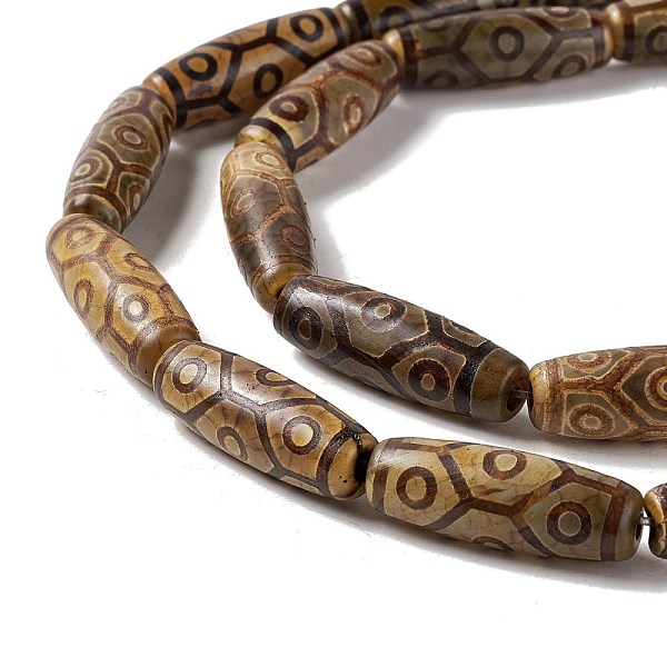 

PandaHall Tibetan Style dZi Beads Strands, Natural & Dyed Agate Beads, Rice, 9-Eye, 28.5~30x10mm, Hole: 2.5mm, about 10pcs/strand, 11.81''...