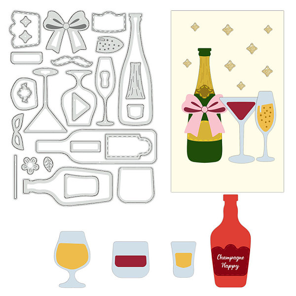 

PandaHall BENECREAT Wine Bottle Cutting Dies, Champagne Bottle, Goblet, Embossed Template for Bow Decorations, for DIY Scrapbooking, Photo...
