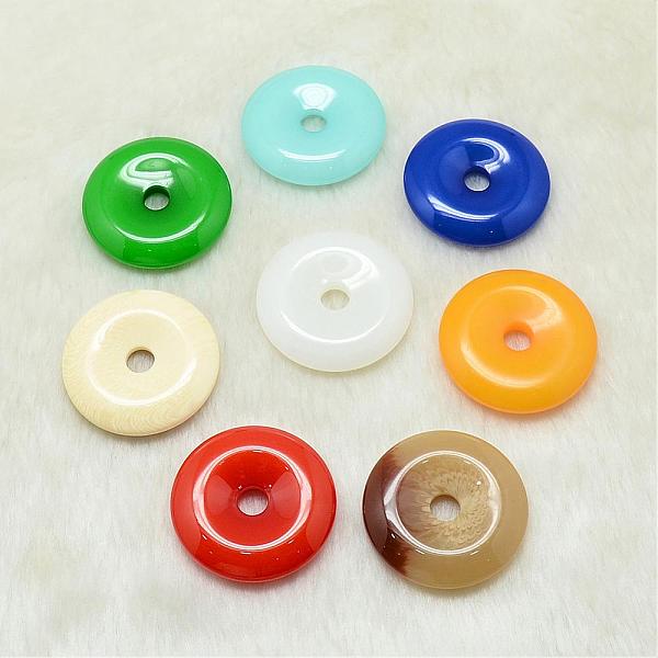 

PandaHall Resin Pendants, Donut/Pi Disc, Mixed Color, 50x8.5~9mm, Donut Width: 21mm, Hole: 8mm Resin Donut Multicolor