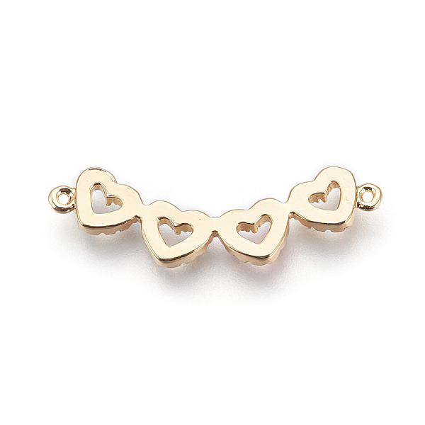 

PandaHall Brass Micro Pave Cubic Zirconia Links, Heart, Colorful, Golden, 28.5x9x2mm, Hole: 0.5mm Brass+Cubic Zirconia Heart