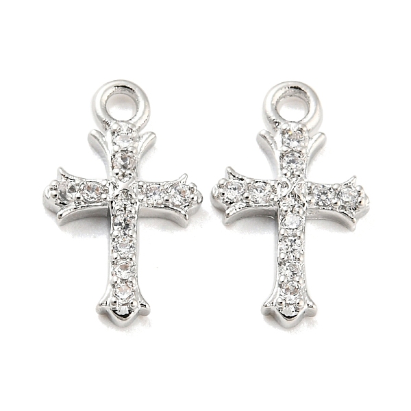

PandaHall Brass Micro Pave Cubic Zirconia Pendants, Cross, Real Platinum Plated, 12x7x2mm, Hole: 1.2mm Brass+Cubic Zirconia Cross Clear