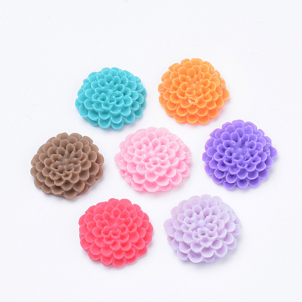 

PandaHall Resin Cabochons, Dahlia Flower, Mixed Color, 19~20x6~7mm Resin Flower Multicolor