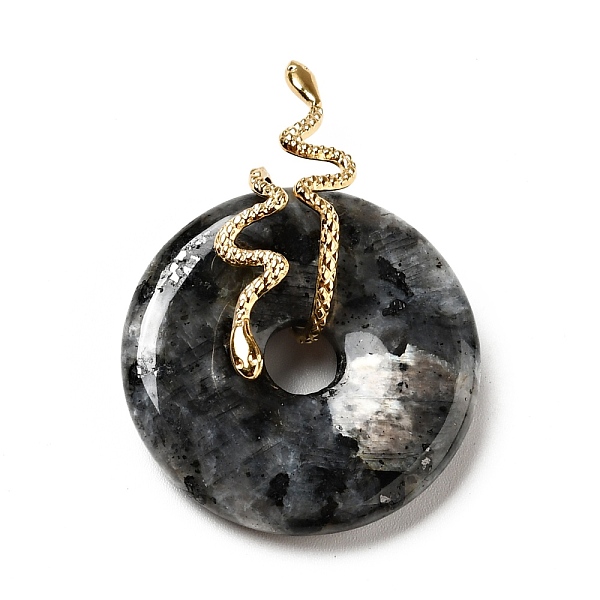 

PandaHall Natural Labradorite Pendants, with Ion Plating(IP) Golden Tone 304 Stainless Steel Findings, Snake with Donut/Pi Disc Charm...