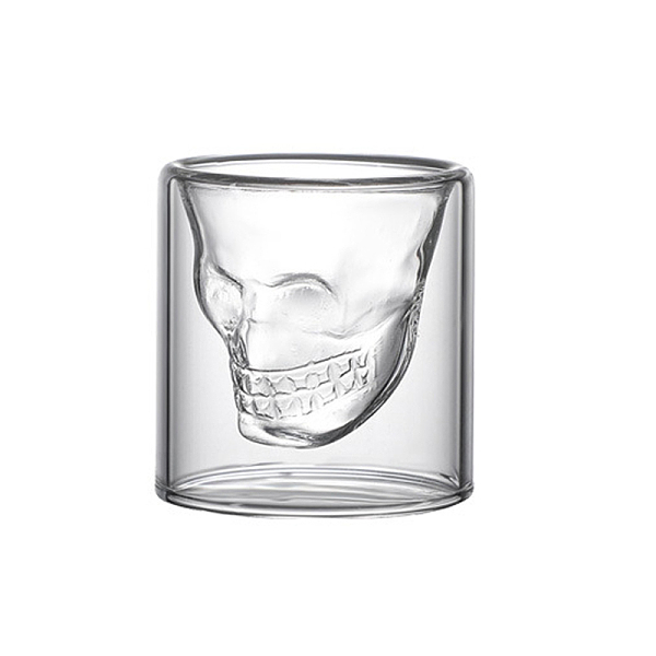 

PandaHall Halloween High Borosilicate Glass Skull Head Cup, Column Double Wall Mug, for Coffe, Tea, Wine Home Decorations Birthday Gift..., Clear