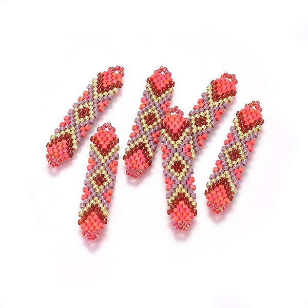 

PandaHall MIYUKI & TOHO Handmade Japanese Seed Beads Links, Loom Pattern, Shuttle Shape, Red, 41.5~42.5x8.5~9x1.7mm, Hole: 2mm Glass Others...