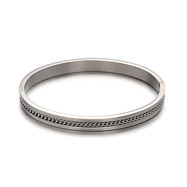 

PandaHall 304 Stainless Steel Bangles, Stainless Steel Color, 53x64mm, 8mm 304 Stainless Steel