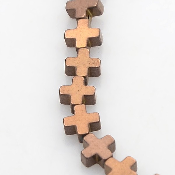 

PandaHall Electroplate Non-magnetic Synthetic Hematite Beads Strands, Cross, Copper Plated, 4x4x2mm, Hole: 0.5mm, about 94pcs/strand, 15.7...