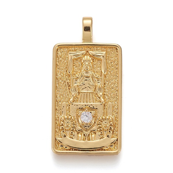 

PandaHall Brass Micro Pave Clear Cubic Zirconia Pendants, Real 18K Gold Plated, Tarot Card Charms, The Chariot, The Chariot VII, 30x15x4mm...