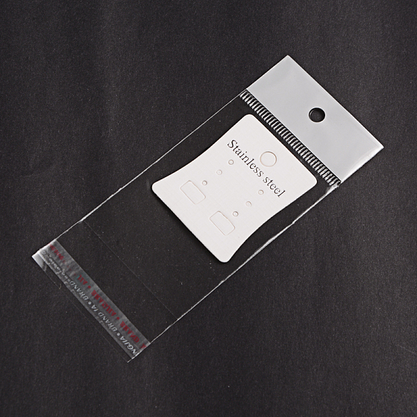 

PandaHall Rectangle Cellophane Bags, with Cardboard Earring Display Card, White, 11.5x5cm, Unilateral Thickness: 0.035mm, Inner Measure...