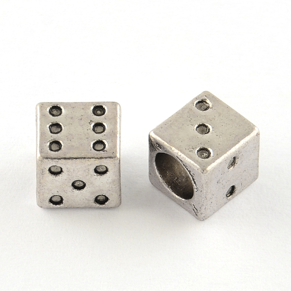 

PandaHall Tibetan Style Alloy European Beads, Dice, Large Hole Beads, Cadmium Free & Lead Free, Antique Silver, 7.5x7x7mm, Hole: 5mm Alloy...