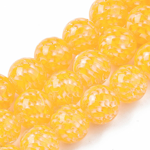 

PandaHall Transparent Handmade Lampwork Beads Strands, Inner Flower, Round, Gold, 11.5~12.5mm, Hole: 1.5mm, about 45pcs/strand, 19.88 inch...