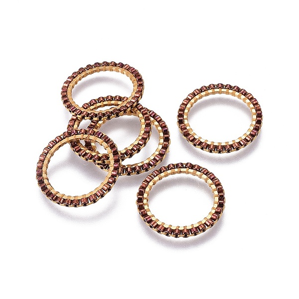 

PandaHall MIYUKI & TOHO Handmade Japanese Seed Beads, with Golden Plated 304 Stainless Steel Link Rings, Loom Pattern, Ring/Circle, Indigo..., Purple