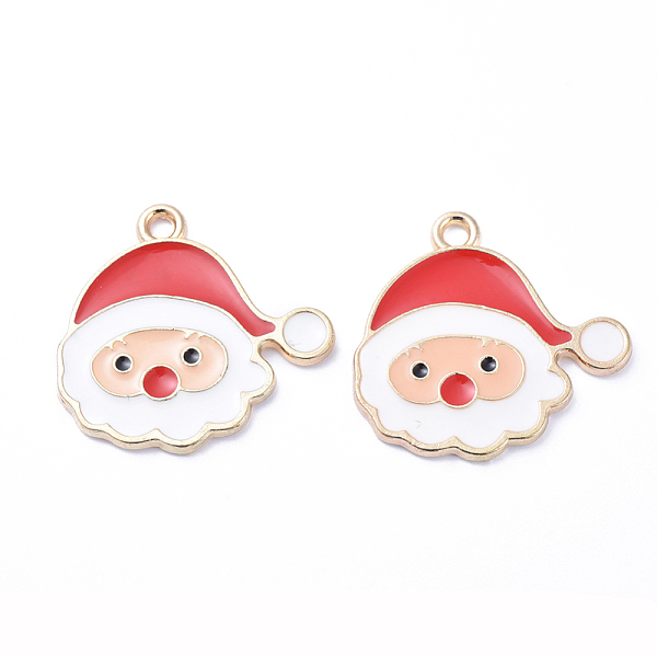 

PandaHall Golden Plated Alloy Enamel Pendants, for Christmas, Santa Claus, White, 21x22x1.5mm, Hole: 1mm Alloy+Enamel Human White