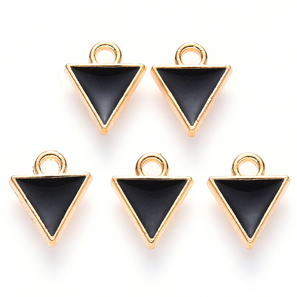 

PandaHall Alloy Enamel Charms, Inverted Triangle, Light Gold, Black, 10x8.5x2mm, Hole: 1.5mm Alloy+Enamel Triangle Black