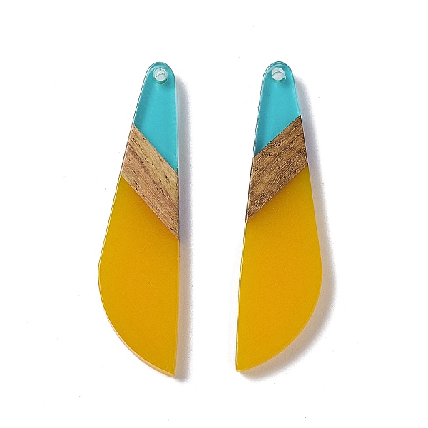 

PandaHall Transparent Resin & Walnut Wood Big Pendants, Knife Charms, Gold, 53x13.5x3.5mm, Hole: 2mm Resin+Wood Tool Gold