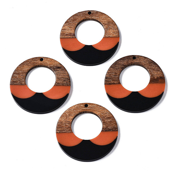

PandaHall Resin & Walnut Wood Pendants, Ring, Colorful, 38x3mm, Hole: 2mm Resin+Wood Ring