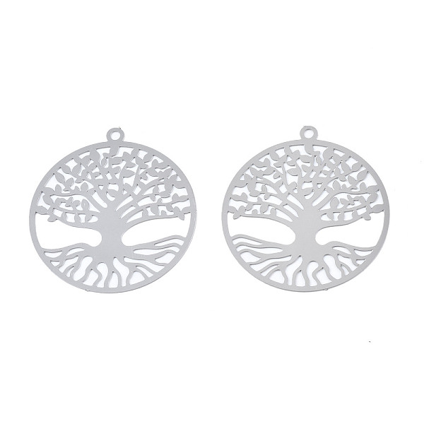 

PandaHall 201 Stainless Steel Filigree Pendants, Etched Metal Embellishments, Tree of Life, Stainless Steel Color, 27x25x0.2mm, Hole: 1.4mm...