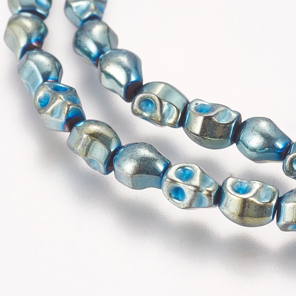 

PandaHall Electroplated Non-magnetic Synthetic Hematite Beads Strands, Grade AA, Skull, Blue Plated, 5.5x4.5x5mm, Hole: 1mm, about...