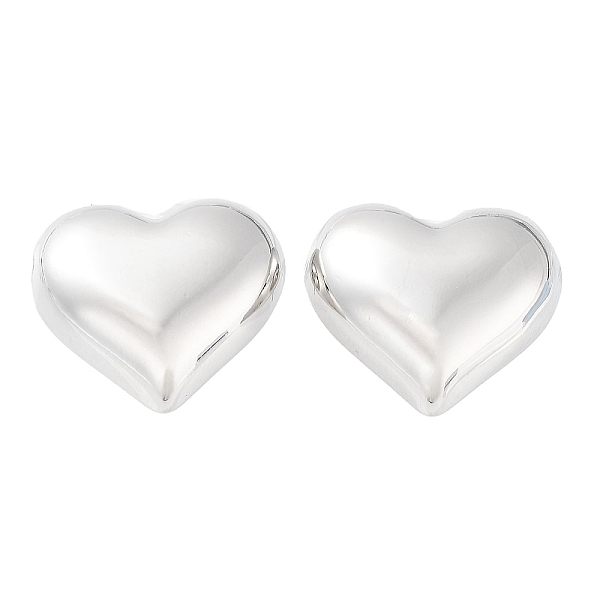 

PandaHall Brass Stud Earrings for Women, Heart, Platinum, 17.5x20mm Brass Heart