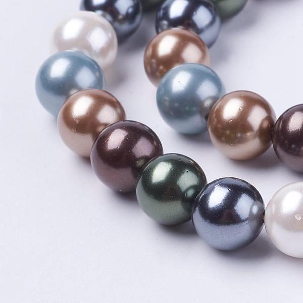 

PandaHall Shell Pearl Beads Strands, Round, Colorful, 6mm, Hole: 1mm, about 63pcs/strand, 15.7 inch Shell Pearl Round