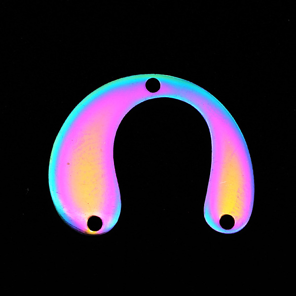 

PandaHall 201 Stainless Steel Arch Chandelier Components Links, 3 Hole Links, Laser Cut, Asymmetrical U Shape, Rainbow Color, 19x24x1mm...