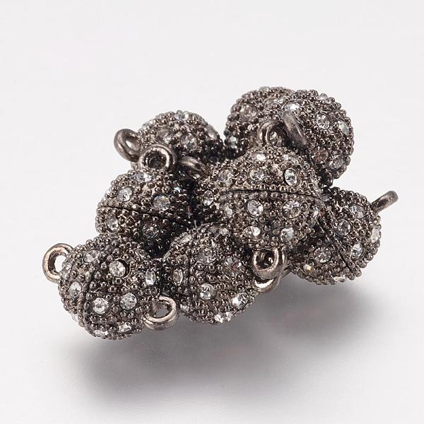 

PandaHall Alloy Rhinestone Magnetic Clasps with Loops, Oval, Gunmetal, 16x10mm, Hole: 1.5mm Alloy+Rhinestone Oval Clear