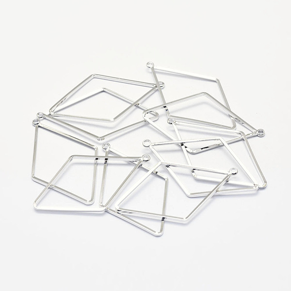 

PandaHall Long-Lasting Plated Brass Pendants, Real Platinum Plated, Nickel Free, Rhombus, 44x25x1mm, Hole: 1.5mm Brass Rhombus