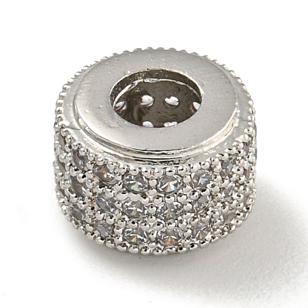 

PandaHall Brass Micro Pave Clear Cubic Zirconia Beads, Flat Round, Platinum, 9x6.5mm, Hole: 3.8mm Brass+Cubic Zirconia Flat Round Clear