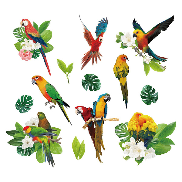 

PandaHall SUPERDANT Tropical Plants Parrot Wall Stickers Green Leaf Birds Watercolor Flower Vinyl Decals for Kids Nursery Bedroom Living...
