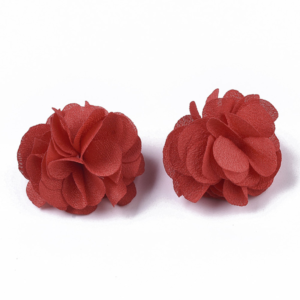 PandaHall Polyester Fabric Flowers, for DIY Headbands Flower Accessories Wedding Hair Accessories for Girls Women, Red, 34mm Cloth Flower...