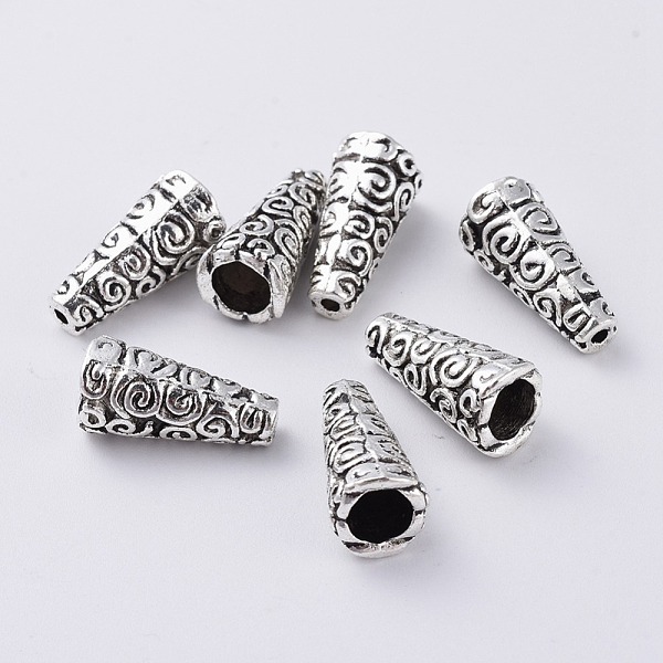

PandaHall Tibetan Style Alloy Bead Cap, Cone, Apetalous, Nickel Free, Antique Silver, 18x9mm, Hole: 1.6mm, Inner Diameter: 5mm Alloy