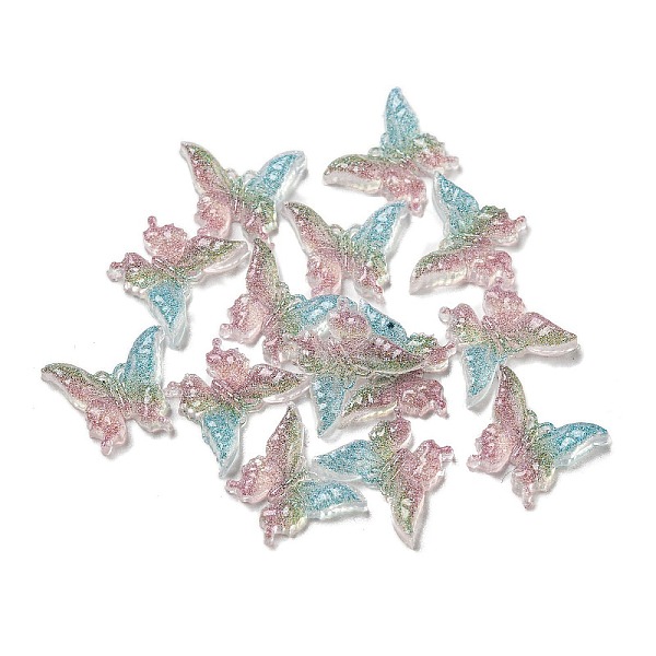 

PandaHall Luminous Transparent Resin Decoden Cabochons, Glow in the Dark Butterfly with Glitter Powder, Colorful, 9x11.5x3mm Resin Butterfly