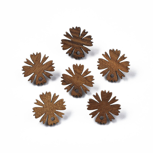 

PandaHall Walnut Wood Stud Earring Findings, with 316 Stainless Steel Pin and Hole, Leaf, Tan, 17x17mm, Hole: 1.8mm, Pin: 0.7mm Wood Leaf..., Orange