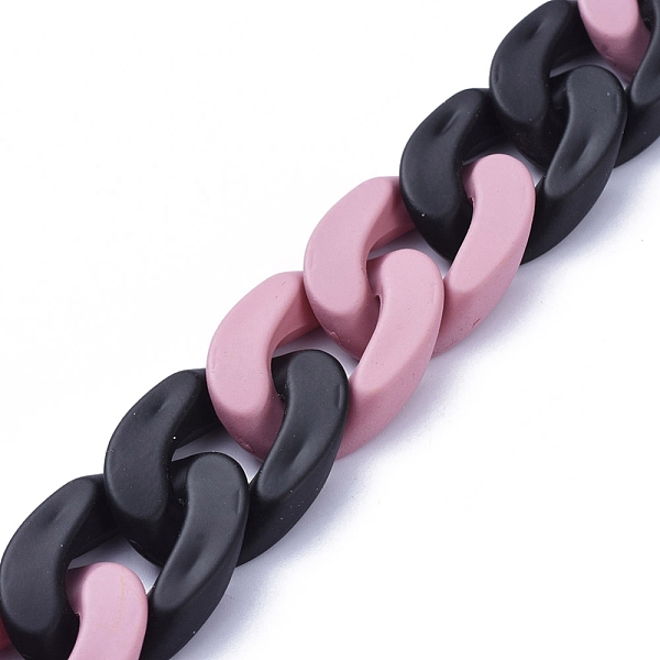 

PandaHall Handmade Opaque Spray Painted Acrylic Curb Chains, Cuban Link Chains, for Jewelry Making, Old Rose, Link: 29.5x20.5x6mm, 39.37..., Purple