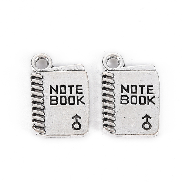 

PandaHall Tibetan Style Alloy Pendants for Teachers' Day, Lead Free & Cadmium Free, Notebook, Antique Silver, 17.5x11x2mm, Hole: 2mm, about...