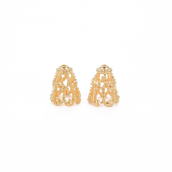 

PandaHall Brass Bead Cone, Apetalous, Nickel Free, Real 18K Gold Plated, 7.5x9mm, Hole: 1mm Brass