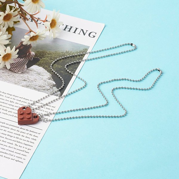 

PandaHall Resin Building Blocks Pendant Necklaces, with 304 Stainless Steel Ball Chain, Saddle Brown, 17.13 inch(435mm), 2pcs/set 304...