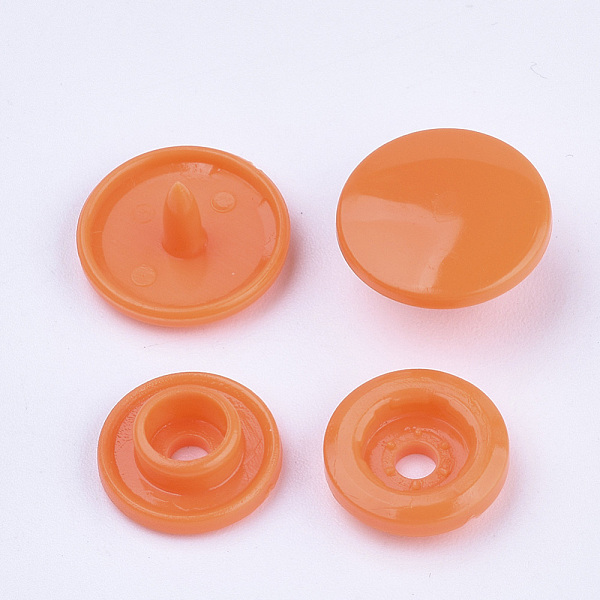

PandaHall Resin Snap Fasteners, Raincoat Buttons, Flat Round, Dark Orange, Cap: 12x6.5mm, Pin: 2mm, Stud: 10.5x3.5mm, Hole: 2mm, Socket...