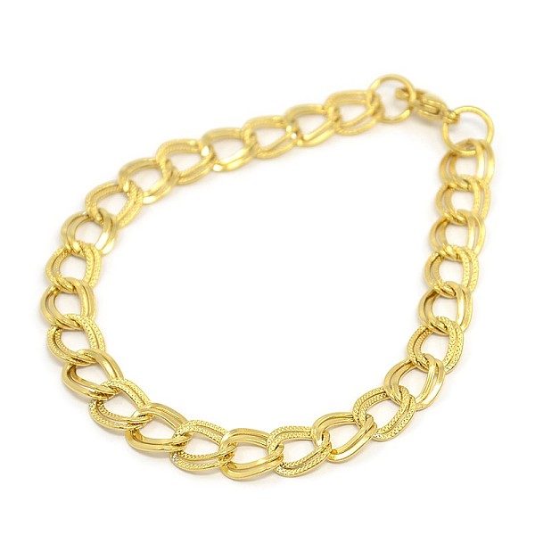 

PandaHall Fashionable 304 Stainless Steel Cuban Link Chain Bracelets, with Lobster Claw Clasps, Golden, 8-1/2 inch(215mm), 9mm 304 Stainless...