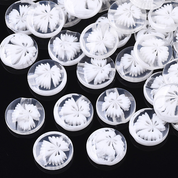 

PandaHall Translucent Buttons, Resin Sewing Button, Bead in Bead, Flat Round with Flower Pattern, White, 14x3.5mm, Hole: 1mm, about...