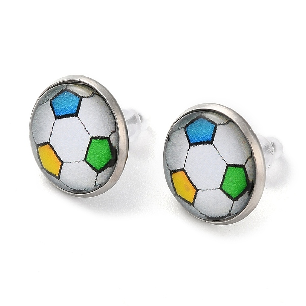 

PandaHall Sport Balls Glass & 304 Stainless Steel Stud Earrings for Women, Stainless Steel Color, Football, 15.5mm 304 Stainless Steel...