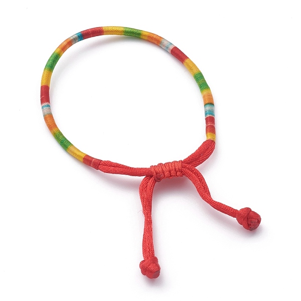 

PandaHall Rainbow Nylon Cord Braided Bracelets, Colorful, Inner Diameter: 1-5/8~3 inch(4.2~7.5cm) Nylon