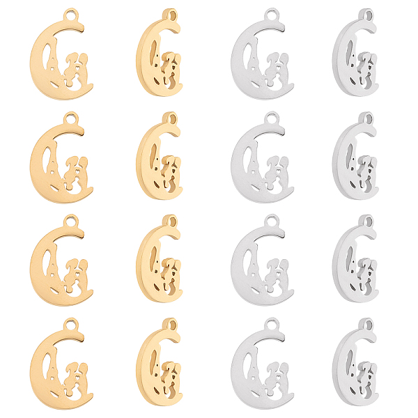 

PandaHall Unicraftale 16Pcs 2 Colors Valentine's Day 304 Stainless Steel Charms, Laser Cut, Moon with Tower & Couple, Mixed Color...
