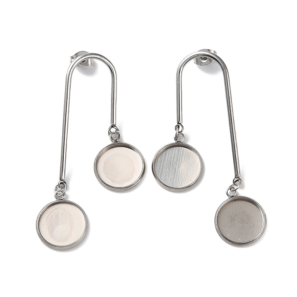 

PandaHall 304 Stainless Steel Stud Earring Findings, Earring Settings, Double Flat Round, Stainless Steel Color, 54x27mm, Pin: 0.8mm, Tray...