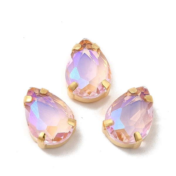 

PandaHall Moonlight Effect Teardrop Sew on Rhinestone, Multi-strand Links, with Golden Tone Brass Prong Settings, Garments Accessories..., Pink