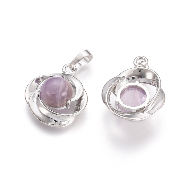 

PandaHall Natural Amethyst Pendants, with Platinum Tone Brass Findings, Flower, 24x19.4x9.8mm, Hole: 6x3.5mm Amethyst Flower