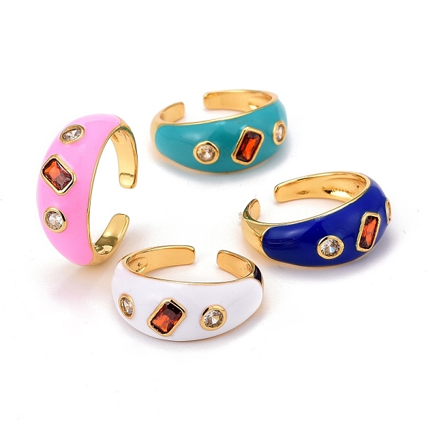 

PandaHall Real 18K Gold Plated Brass Cubic Zirconia Cuff Ring, Chunky Enamel Open Ring for Women, Lead Free & Cadmium Free & Nickel Free..., Multicolor
