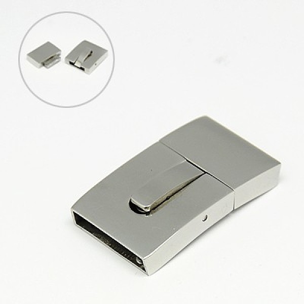 

PandaHall 304 Stainless Steel Bayonet Clasps, Rectangle, 30x16x6mm, Hole: 3x15mm 304 Stainless Steel