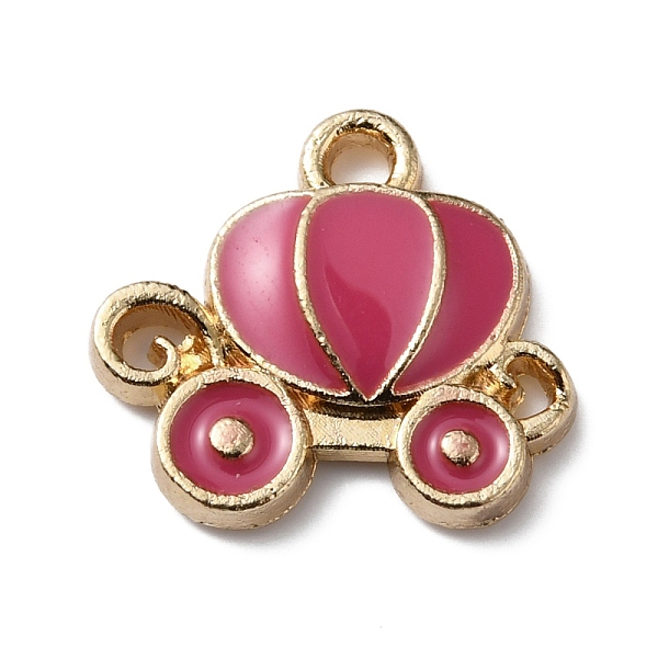 

PandaHall Alloy Enamel Pendants, Pumpkin Carriage, Medium Violet Red, 11.5x13x2mm, Hole: 1.4mm Alloy+Enamel Others